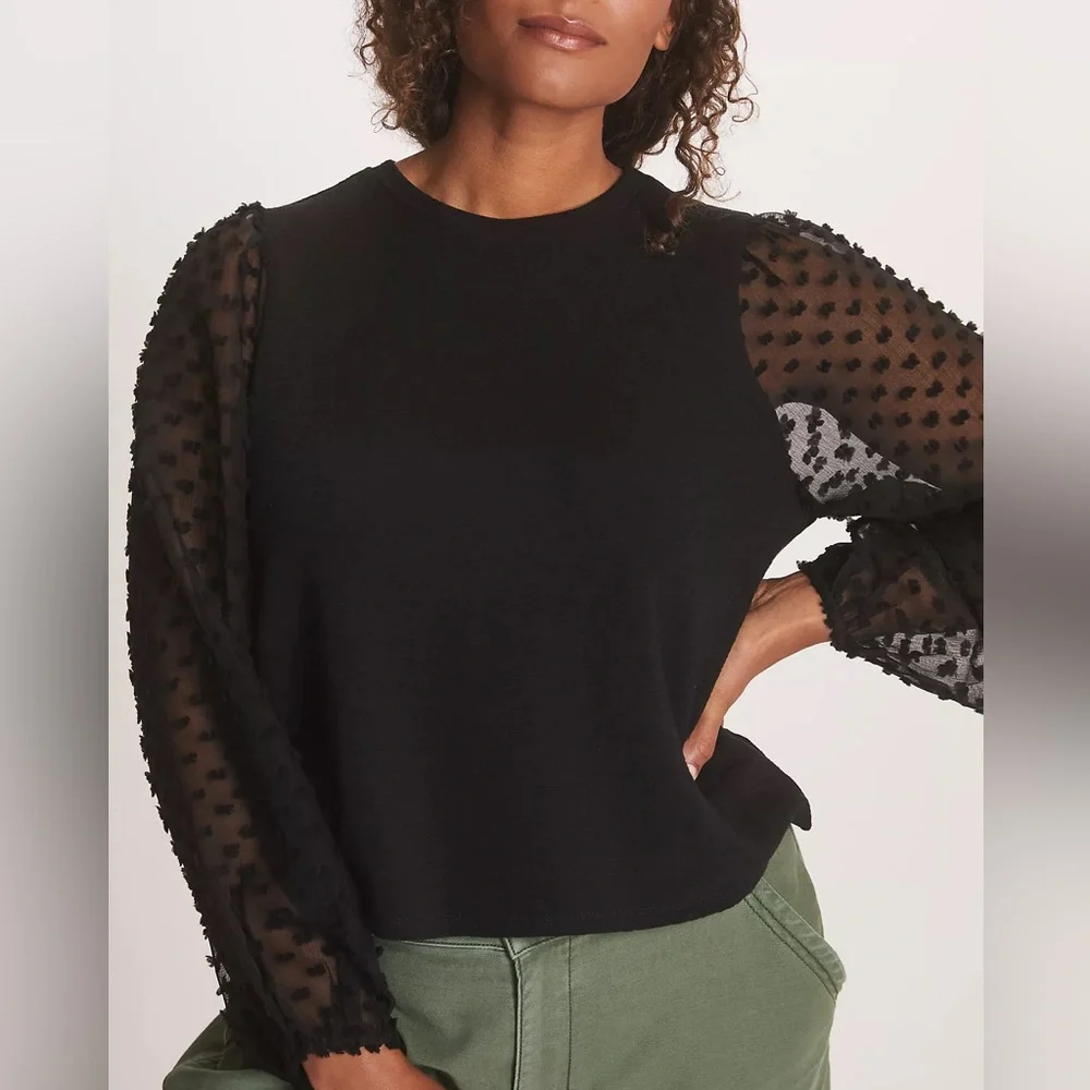 Maeve Textured-Sleeve Top | Anthropologie | Size S